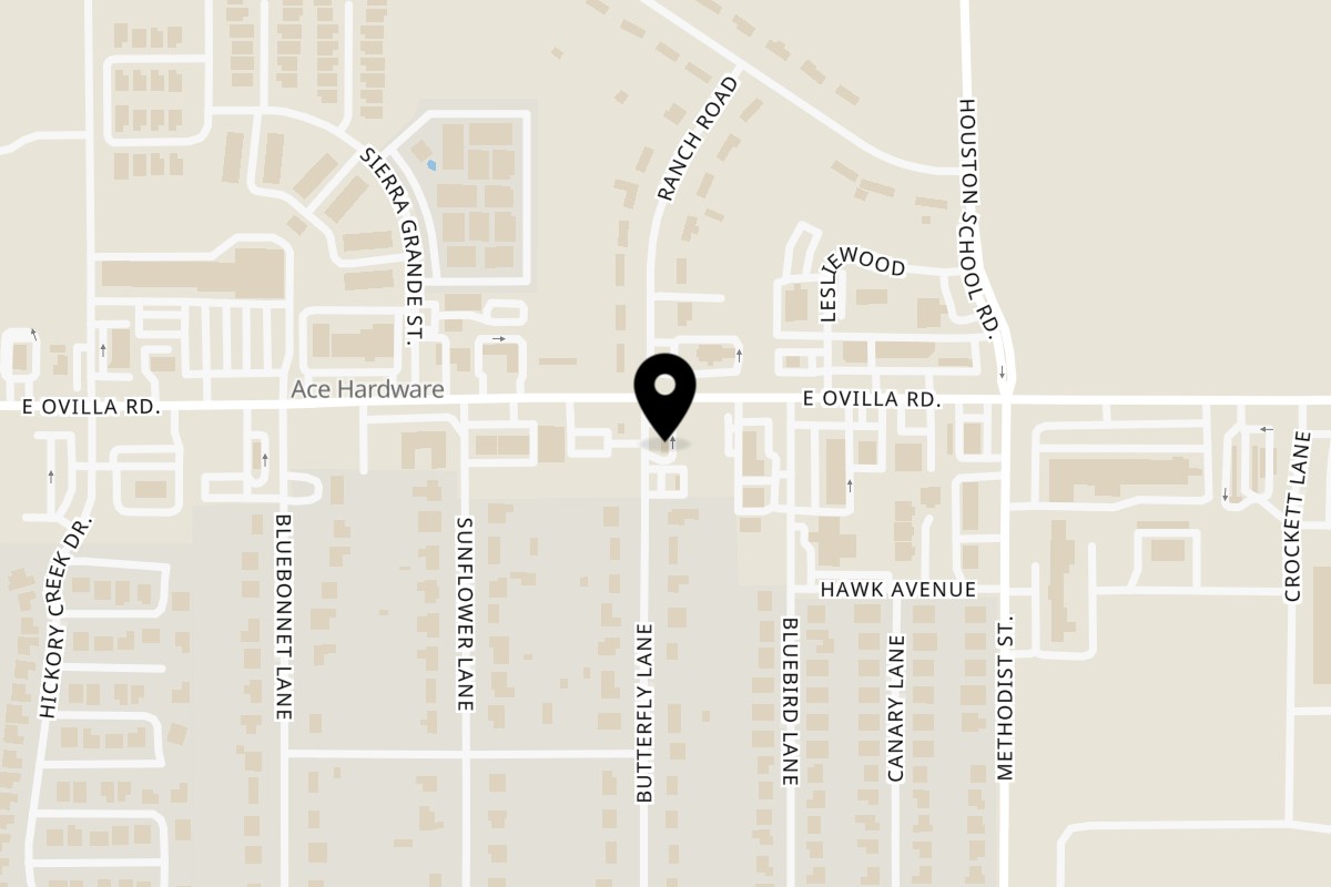 Map showing the location of Junior's Barbeque on 251 East Ovilla Road in Red Oak